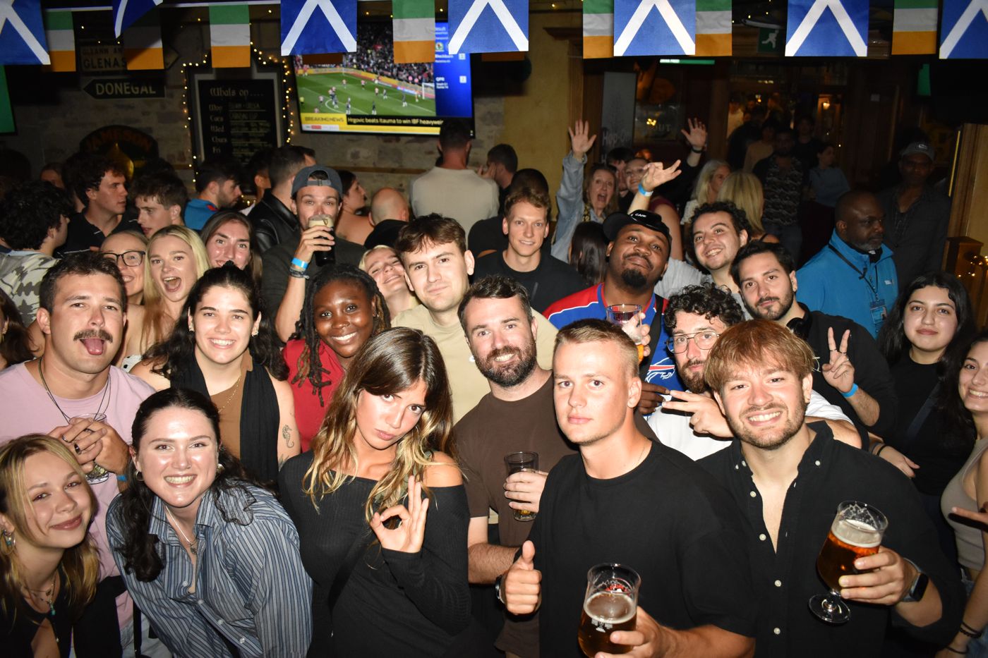 Irish pub crowd on the crawl