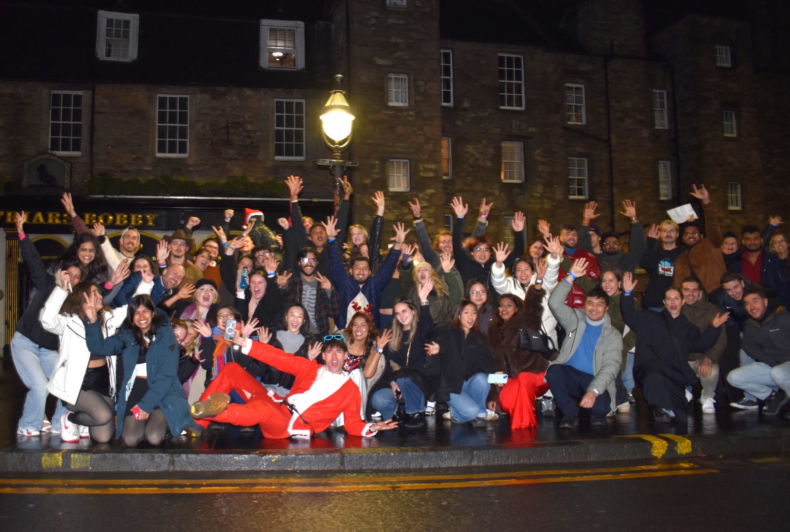 The full crawl outside Greyfriars Bobby